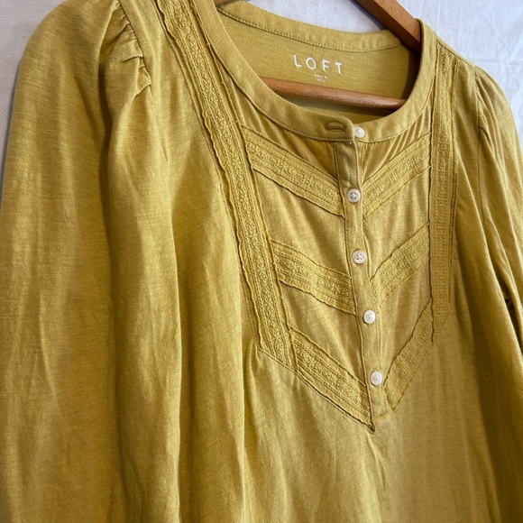 Earthy Mustard Yellow Lace Trimmed Bib Henley Top / Feminine
Boho Long Sleeve - Picture 2 of 5